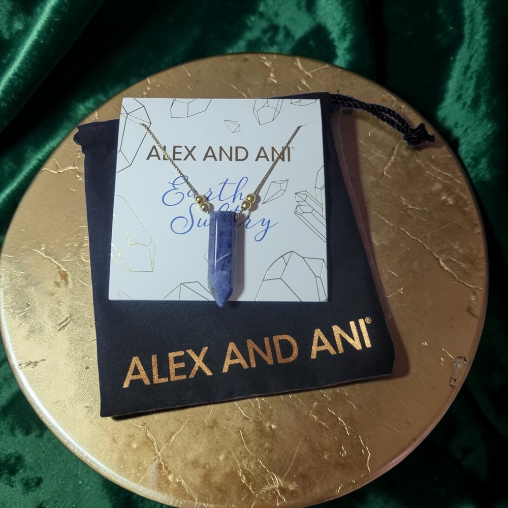 Genuine Alex and Ani Earth Sultry SODALITE Crystal Necklace | Giftable w/ Pouch